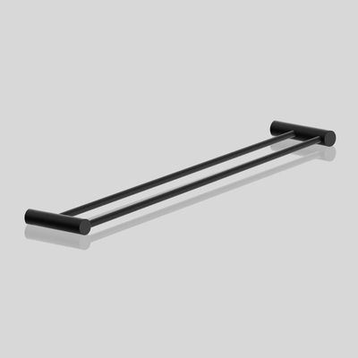 Porta Toalha Toalheiro Duplo Para Banheiro Preto Fosco Orion Grego Metal 50cm