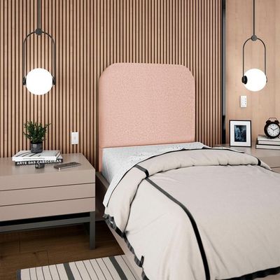Cabeceira Solteiro 100 Cm Com Frame Alana Linho Rose Artte Rose