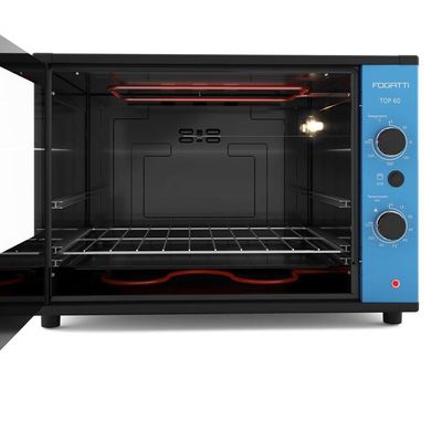 Forno Fogatti Elétrico Bancada Top 60Litros Azul 110V