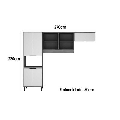 Cozinha Modulada Completa Alpha 3 Peças (2Aéreos+1Paneleiro) C3P35 Branco - Carraro