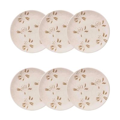 Jogo 6 Pratos Sobremesa Cerâmica Oxford Unni Orquídea 20 Cm: Floral