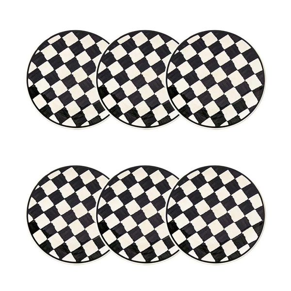 Jogo 6 Pratos Sobremesa Cerâmica Oxford Unni Damas 20 Cm: Quadriculado