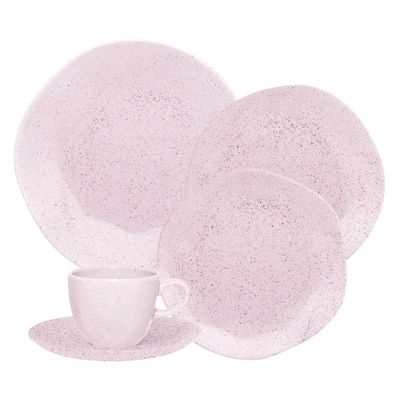 Jogo de Jantar Chá 30 Peças Porcelana Oxford Ryo Pink Sand: Caribe