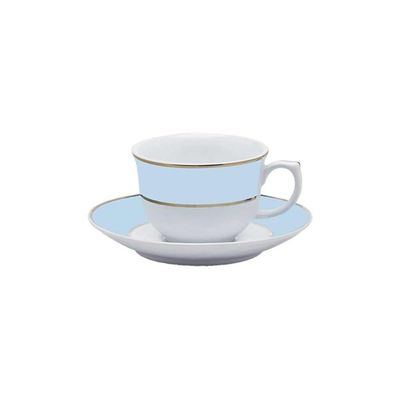 Jogo de Jantar Chá 30 Peças Porcelana Oxford Flamingo Classic Azul: Ouro