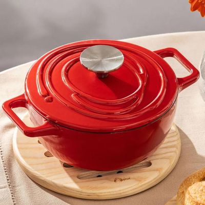 Caçarola de Ferro Fundido Esmaltado Oxford Aroma Vermelha 22cm Para Fogão Indução