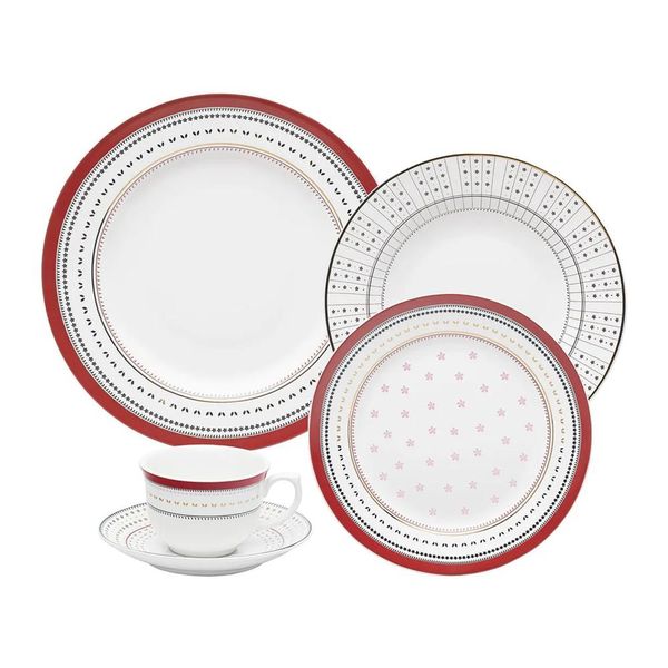 Jogo de Jantar e Chá Oxford Flamingo Lafayette 30 Peças