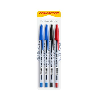 Caneta Esferográfica Compactor Top 1.0mm Colors com 4 Unidades UNICA