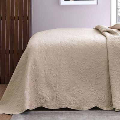 Kit Cobre Leito Casal 3 Pçs 220x240cm Ipê Bege Jolitex