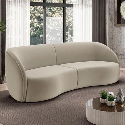 Sofá 4 Lugares 318cm Orgânico Zion M22 Veludo Bege - Mpozenato