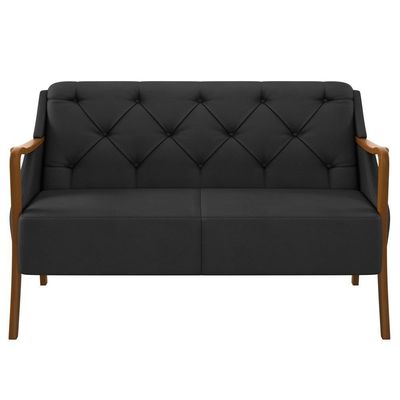 Poltrona Namoradeira 2 Lugares 135cm Capitonê Lapa M22 Pu Preto - Mpozenato