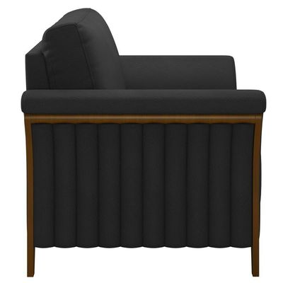 Poltrona Decorativa Sala De Estar 102cm Pés Madeira Roya M22 Pu Preto - Mpozenato