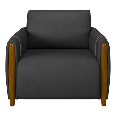 Kit 2 Poltronas Decorativas Para Sala De Estar 98cm Amaranto M22 Pu Preto - Mpozenato