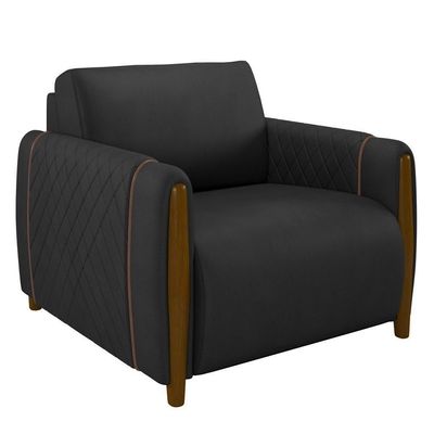 Kit 2 Poltronas Decorativas Para Sala De Estar 98cm Amaranto M22 Pu Preto - Mpozenato