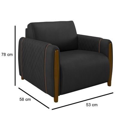 Kit 2 Poltronas Decorativas Para Sala De Estar 98cm Amaranto M22 Pu Preto - Mpozenato