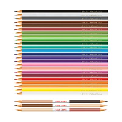 Ecolápis Cor Caras e Cores 24 + 3 Tons Pele - Faber Castell