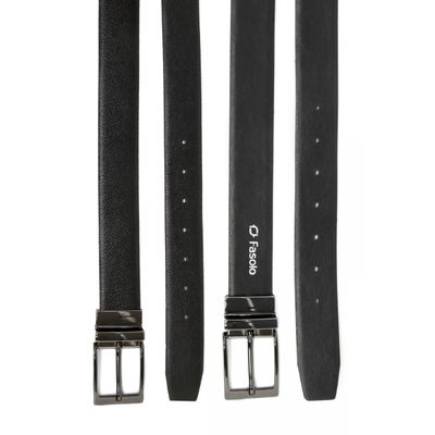 CINTO MASCULINO COURO DUPLA FACE FASOLO X396 PRETO / MARROM