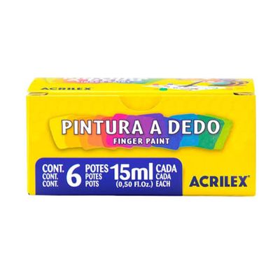 Pintura a dedo 6 cores 15ml - Acrilex