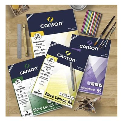 Bloco Desenho BRANCO A4 200g com 20 folhas - Canson