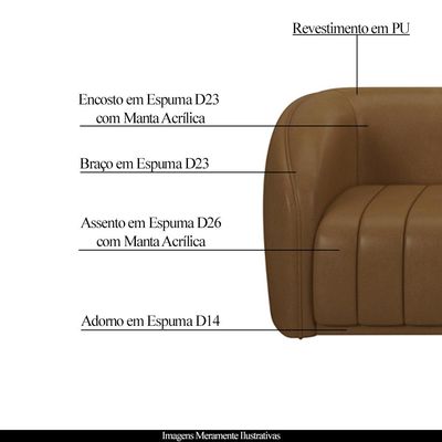 Conjunto Sala de Estar Sofá 252cm 3 Lugares e Poltrona Adam PU Caramelo G45 - Gran Belo