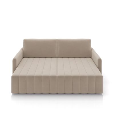 Sofá-Cama Decorativo Retrátil Thanos 2 Lugares 220cm Veludo Bege G45 - Gran Belo