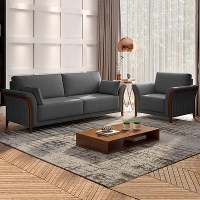 Sofá Decorativo 3 Lugares 222cm Market Linho Chumbo - Gran Belo