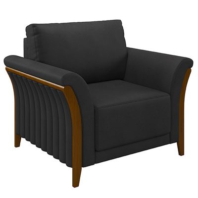 Conjunto Decorativo Poltrona e Sofá 222cm Market PU Preto - Gran Belo