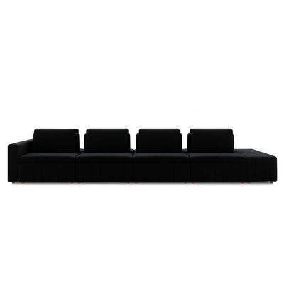 Sofá Ilha com Encosto e Almofadas Móveis Olimpo 425cm Modulado Veludo Preto G45 - Gran Belo