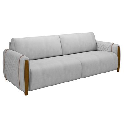 Sofá Decorativo 3 Lugares 223cm Maceió Veludo Cinza - Gran Belo