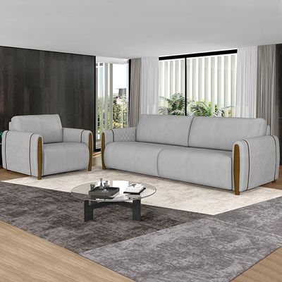 Sofá Decorativo 3 Lugares 223cm Maceió Veludo Cinza - Gran Belo