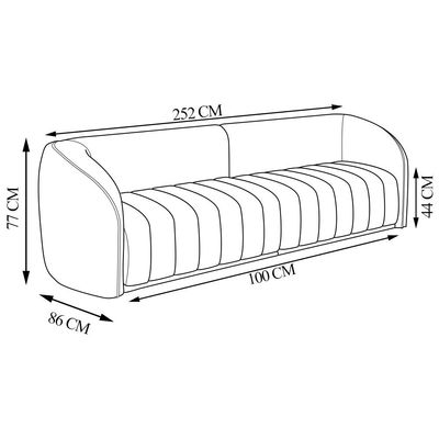 Sofá Decorativo Sala de Estar 252cm Adam 3 Lugares Veludo Cinza Claro G45 - Gran Belo