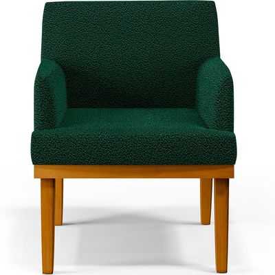 Kit 2 Poltronas Decorativas Sala De Estar E Recepção Base Mel Beatriz W01 Bouclê Verde - Lyam Decor