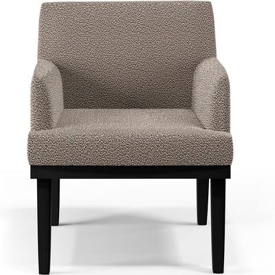 Kit 02 Poltronas Decorativas Sala de Estar Base Preto Beatriz W01 Bouclê Bege - Lyam Decor