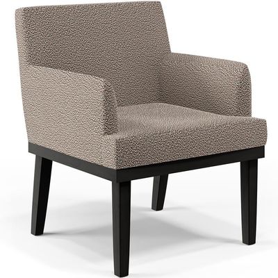 Kit 02 Poltronas Decorativas Sala de Estar Base Preto Beatriz W01 Bouclê Bege - Lyam Decor