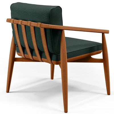 Kit 2 Poltronas Decorativa Sala de Estar Cintas de Corano Lavínia B04 Linho Verde Musgo - Lyam Decor