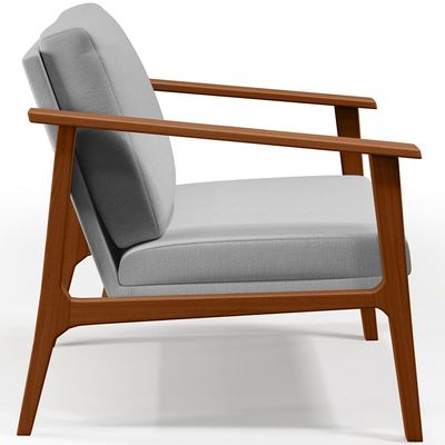 Poltrona Decorativa Para Sala de Estar Petra B04 Linho Cinza - Lyam Decor