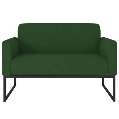 Poltrona Namoradeira Decorativa Isabella Base Industrial Suede Verde/Preto - Gran Belo