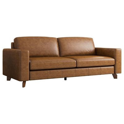 Sofá Decorativo 240cm Moscou Couro Caramelo - Gran Belo