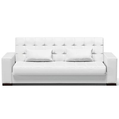 Sofá Cama Decorativo 210cm Beesley Pu Branco Fosco - Gran Belo