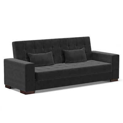 Sofá Cama Decorativo 210cm Beesley Suede Preto - Gran Belo