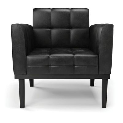 Kit 2 Poltronas Decorativas Karen Pés Fixo em Madeira PU Preto Brilho G19 - Gran Belo