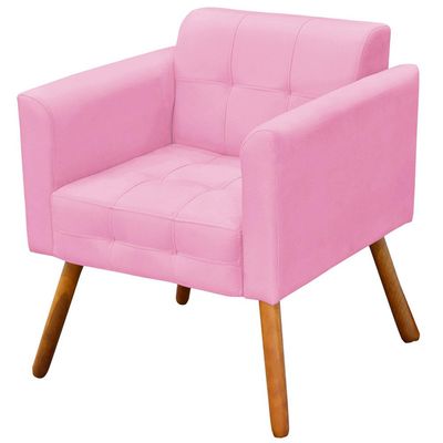 Poltrona Decorativa Pés Palito Karen Suede Rosa - Gran Belo