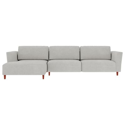 Sofá 305cm com Chaise Esquerda Franz Suede Cinza - Gran Belo
