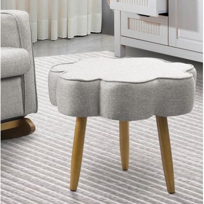 Puff Decorativo Pé Palito de Madeira Sala Flower Linho E03 - D'Rossi Cinza