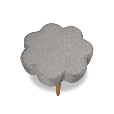 Puff Decorativo Pé Palito de Madeira Sala Flower Linho E03 - D'Rossi Cinza