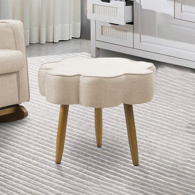 Puff Decorativo Pé Palito de Madeira Sala Flower Linho E03 - D'Rossi Cinza