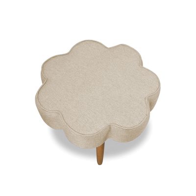Puff Decorativo Pé Palito de Madeira Sala Flower Linho E03 - D'Rossi Cinza