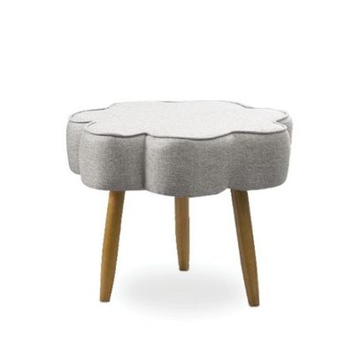 Puff Decorativo Pé Palito de Madeira Sala Flower Linho E03 - D'Rossi Cinza