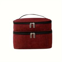 Necessaire Viagem Bolsa Dupla Organizador Maquiagem Lisa Cor:uva