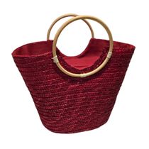 Bolsa Grande Cesta Alça Madeira Artesanal Praia Piscina - Elegância e Praticidade Cor:uva