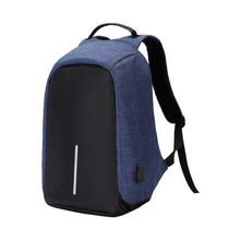 Mochila Anti Furto Roubo Com Cabo Usb Para Notebook Cor:Azul